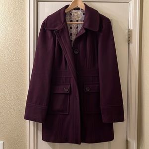 Plum Tulle Pea Coat size Large